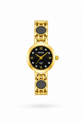 Reloj RENOS Redondo Con Gemas Negra