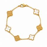 Pulsera Van Cleef Dorado y Blanco Treboles Pequeños