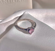 Anillo Corazón Nivelado Rosa Brillante