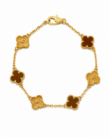 Pulsera Van Cleef Dorado y Marron Treboles Pequeños