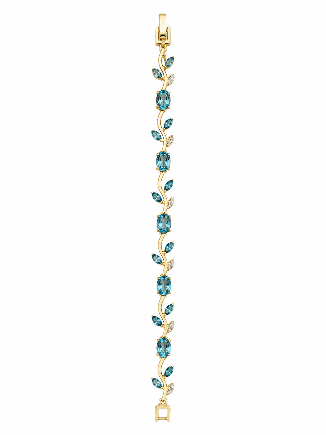 Pulsera Tulipan Dorada Azul Claro