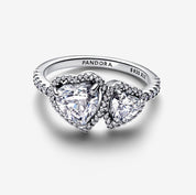 Anillo Doble Corazon Blanco
