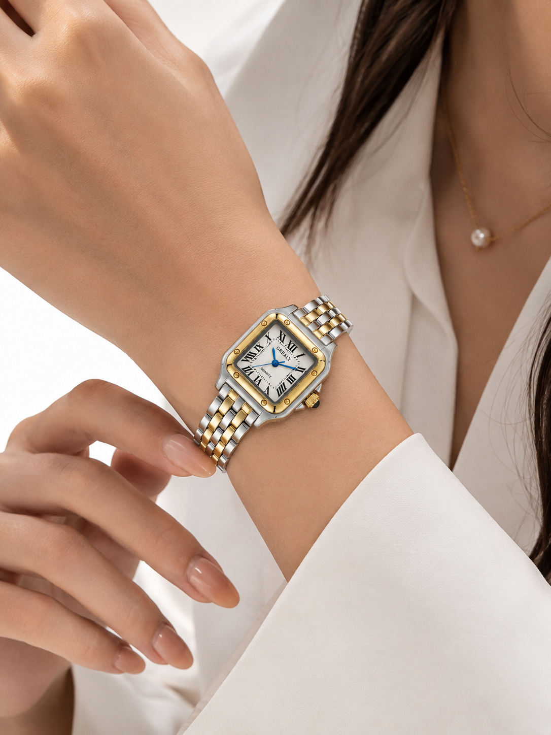 Reloj GREALY Plateado y Dorado Tipo Cartier