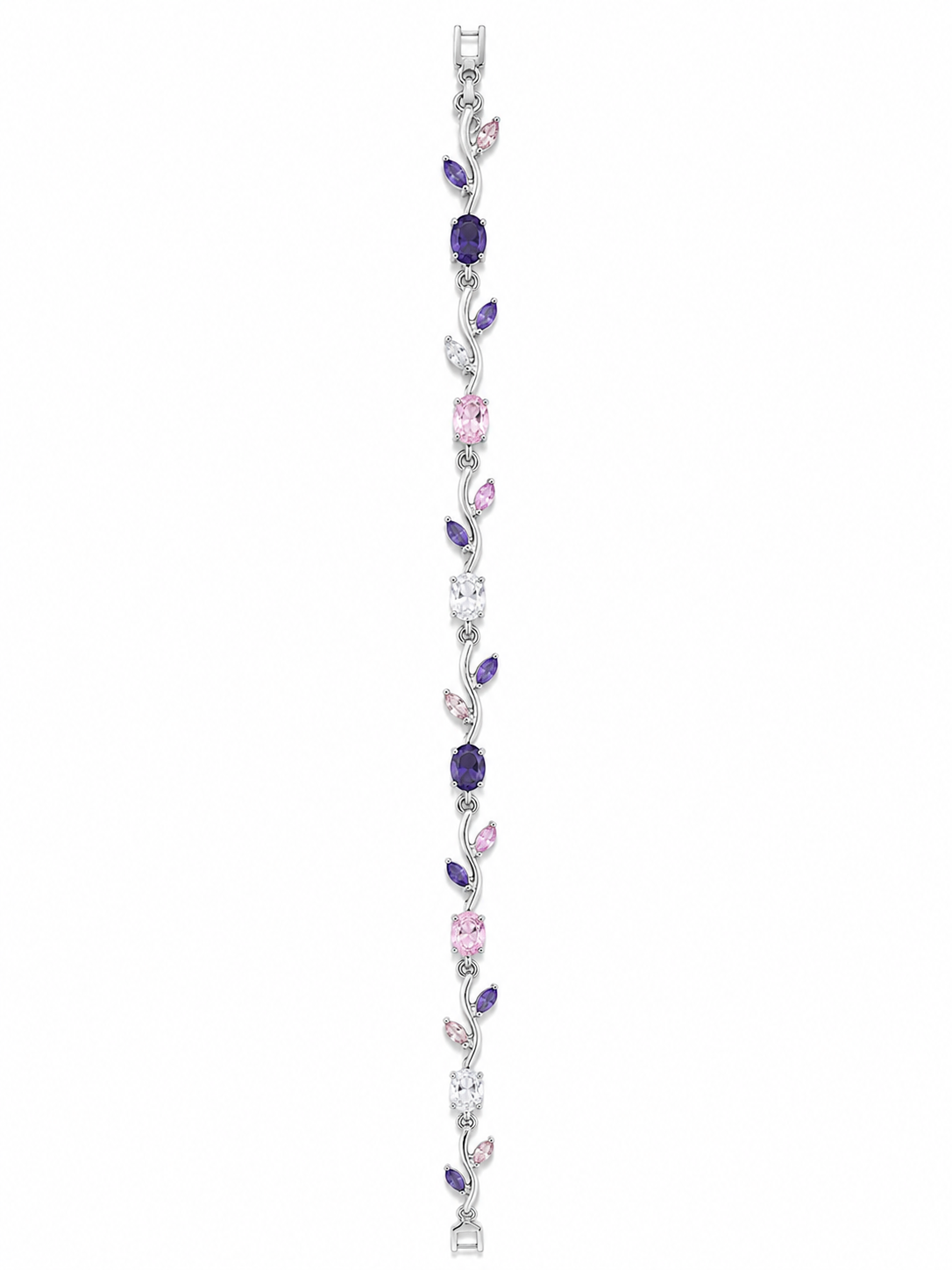 Pulsera Tulipan Plateada Rosado y Morado