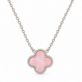 Collar Van Cleef 1 Trebol Rosado Plateado