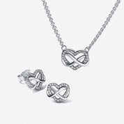 Conjunto de Regalo Corazón Infinito Brillante (Collar + Pendientes)