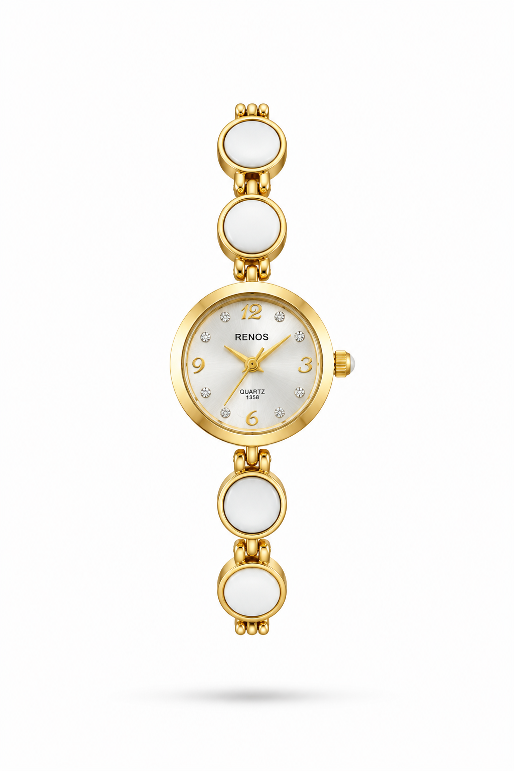 Reloj RENOS Redondo Con Gemas Blancas