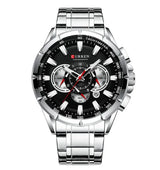 Reloj Curren Plateado Cara Negra 8363 Para Hombre