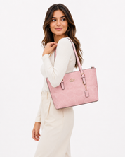 Coach Mollie Tote Mediana Rosa Signature