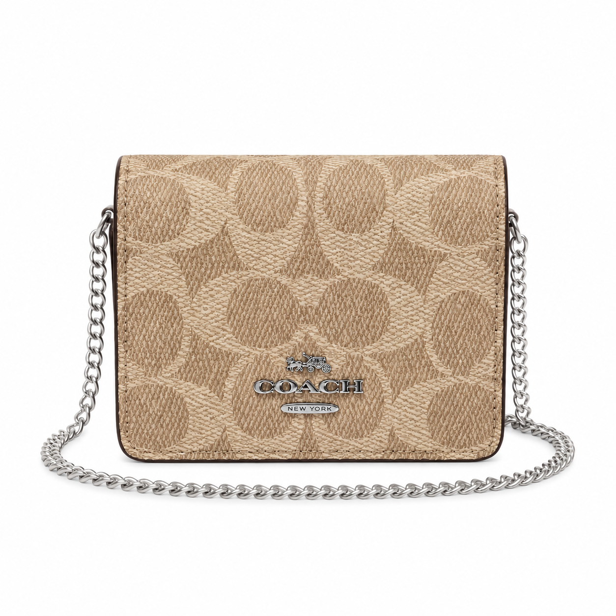 Coach Mini Skinny Beige con Cadena Plateada