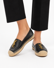 Alpargatas Saint Laurent YSL Negras con Logo Dorado