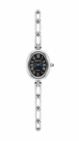 Reloj SUNLIFEX Tipo Cadena Plateada Fondo Negro