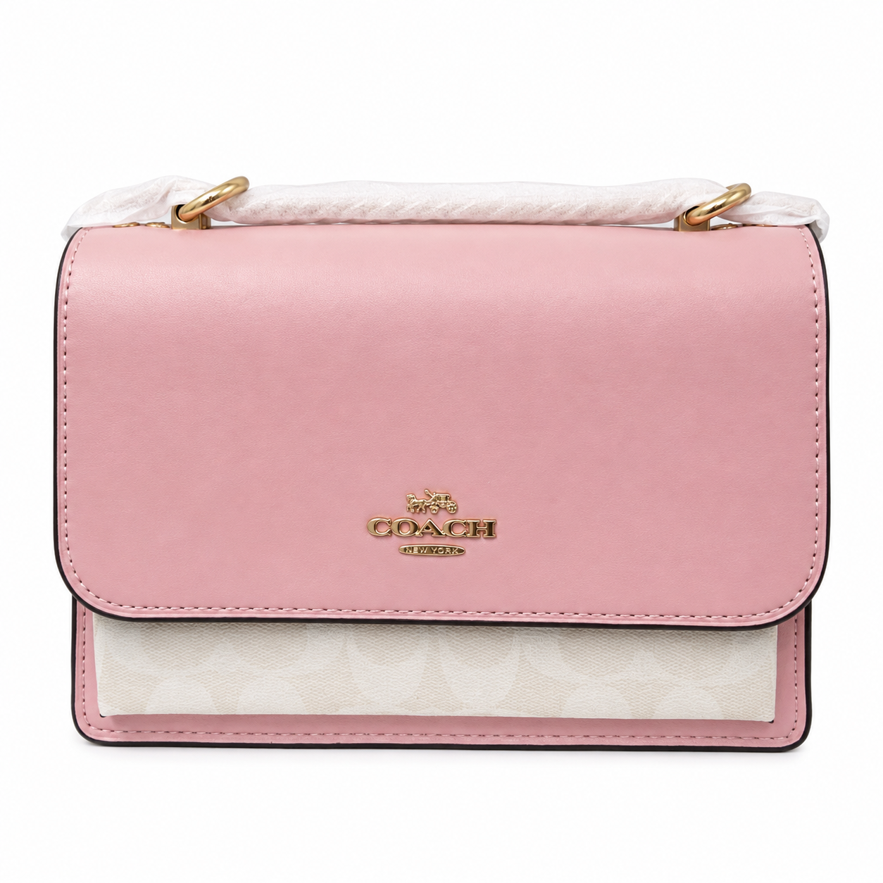 Coach Klare Crossbody Rosa y Blanco con Herrajes Dorados