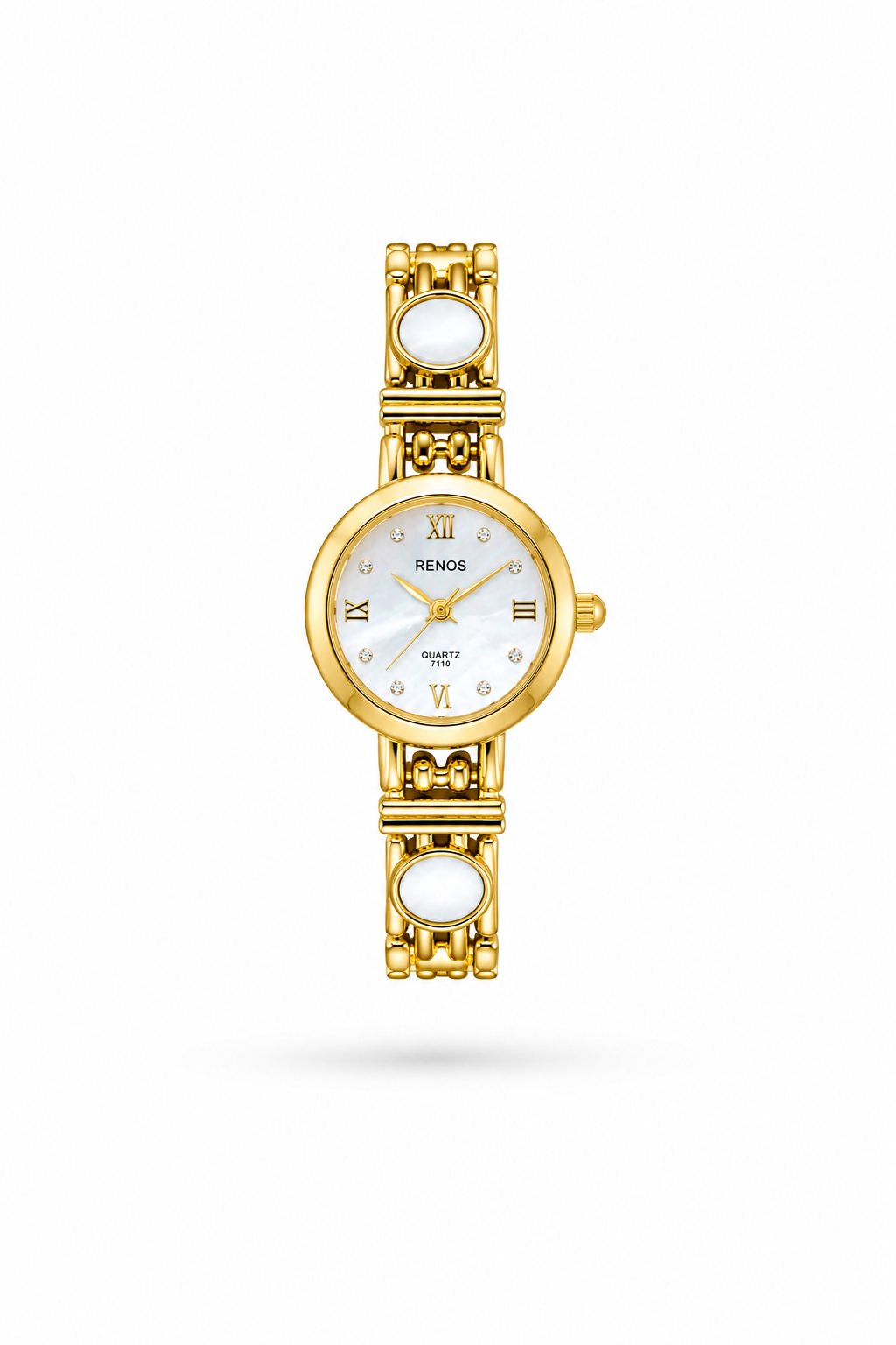 Reloj RENOS Redondo Con Gemas Blancas