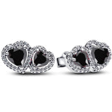 Pendientes Doble Corazón Negro