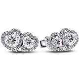 Pendientes Doble Corazón Blanco