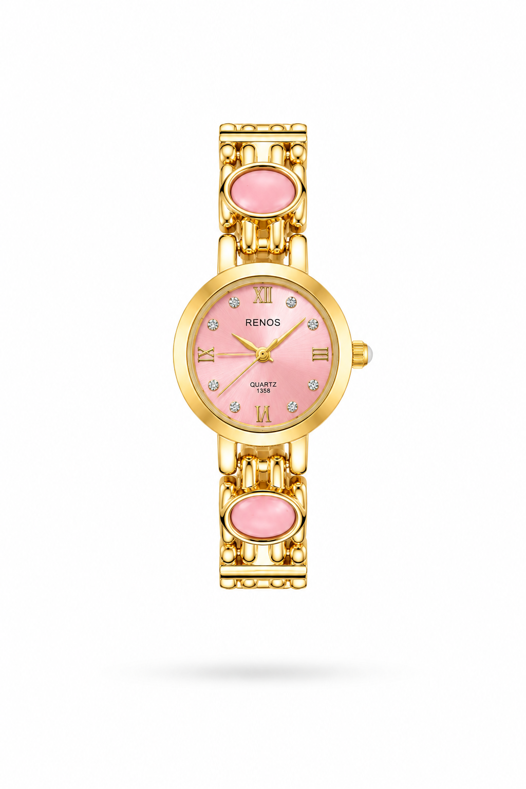 Reloj RENOS Redondo Con Gemas Rosa