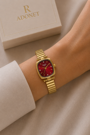 Reloj ANNIE Dorado Cara Roja
