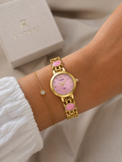 Reloj RENOS Redondo Con Gemas Rosa