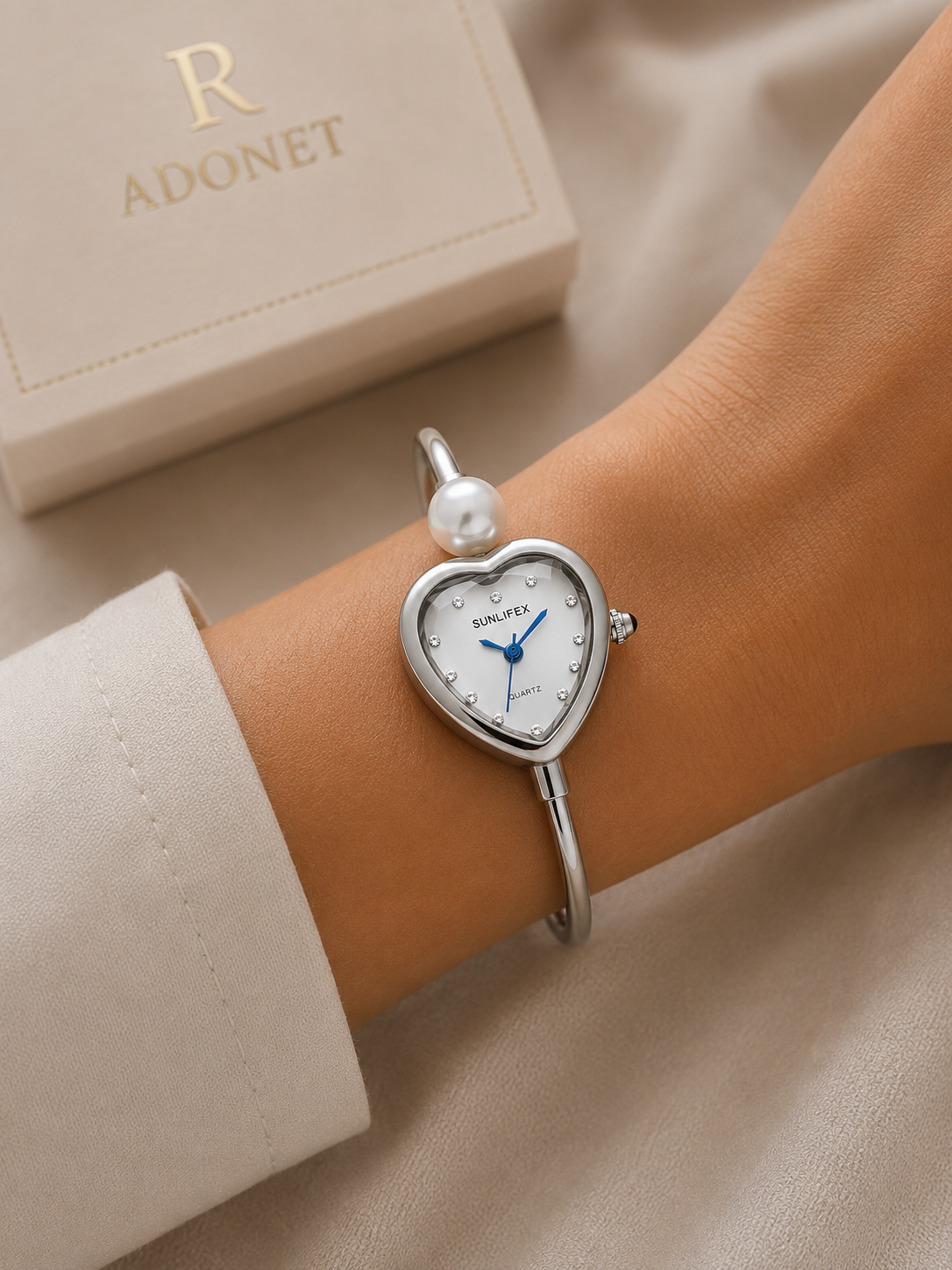 Reloj Corazón SUNLIFEX Rígido Plateado