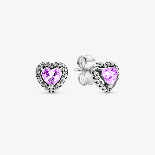 Pendientes Corazones en Relieve Morado