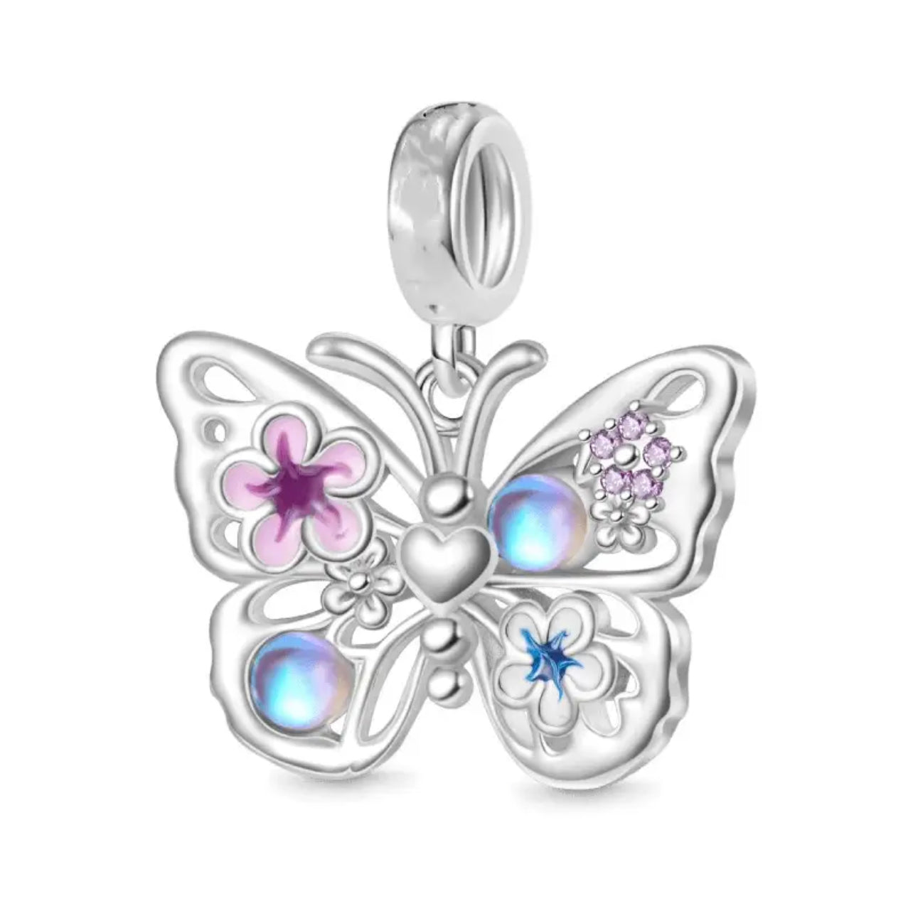 Colgante Mariposa Con Perlas y Flores