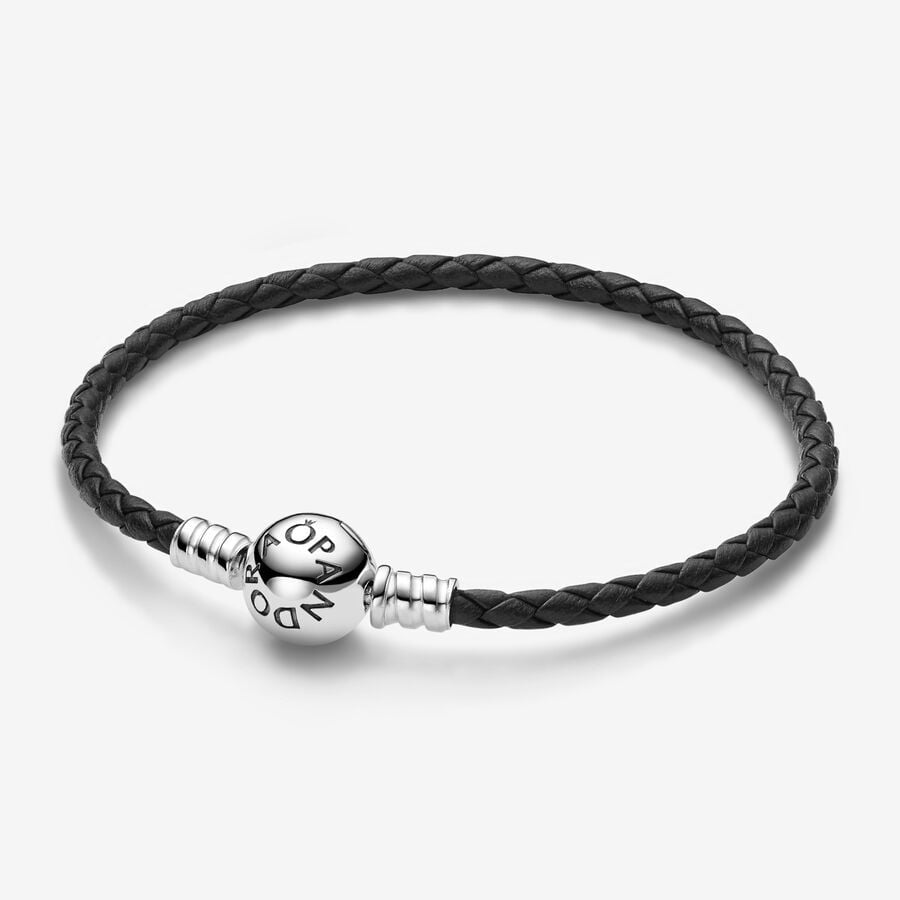 Pulsera en Leather Trenzado 1 Giro Negro