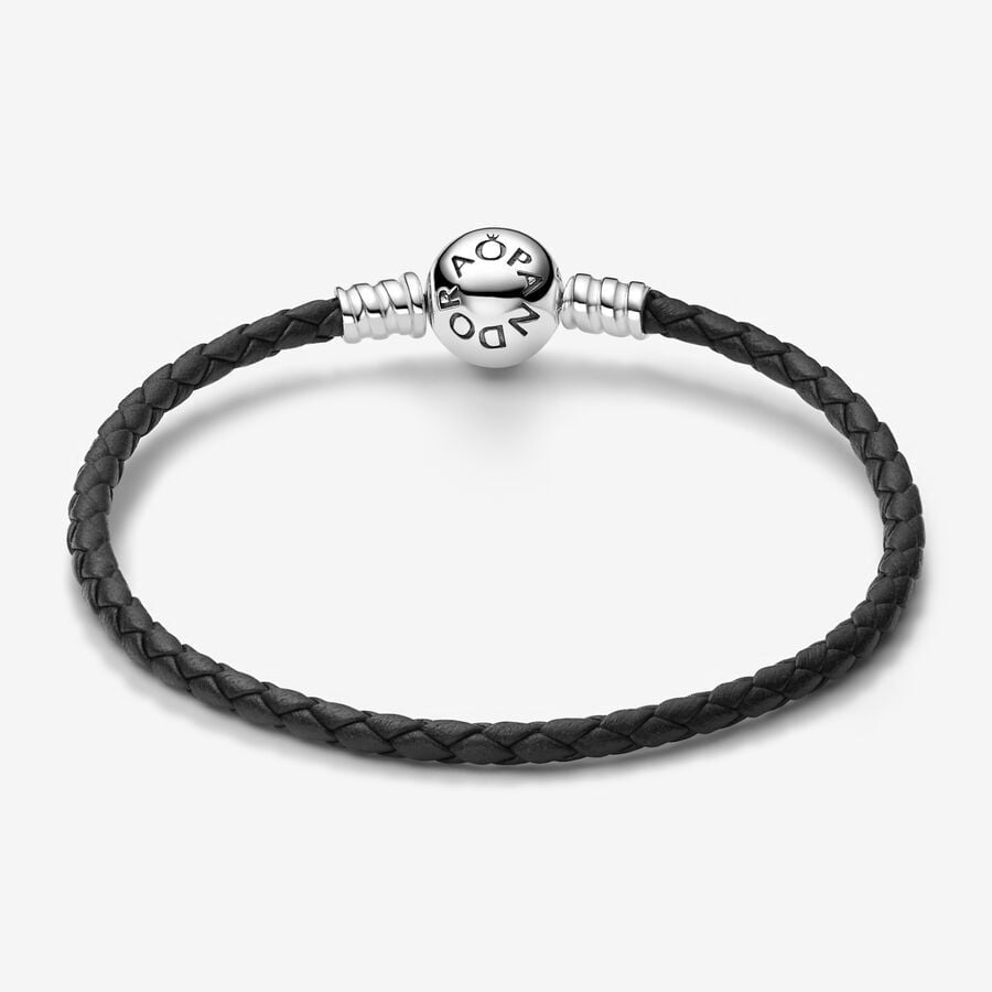 Pulsera en Leather Trenzado 1 Giro Negro