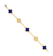Pulsera Van Cleef Azul y Dorado Alhambra Vintage 5 Tréboles