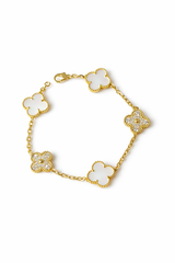 Pulsera Van Cleef Alhambra vintage 5 Tréboles Blanco y Dorado