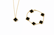 Conjunto Alhambra vintage Tréboles Negros (Collar + Pulsera)