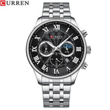 Reloj Curren 8427 Plateado Cara Negra Para Hombre