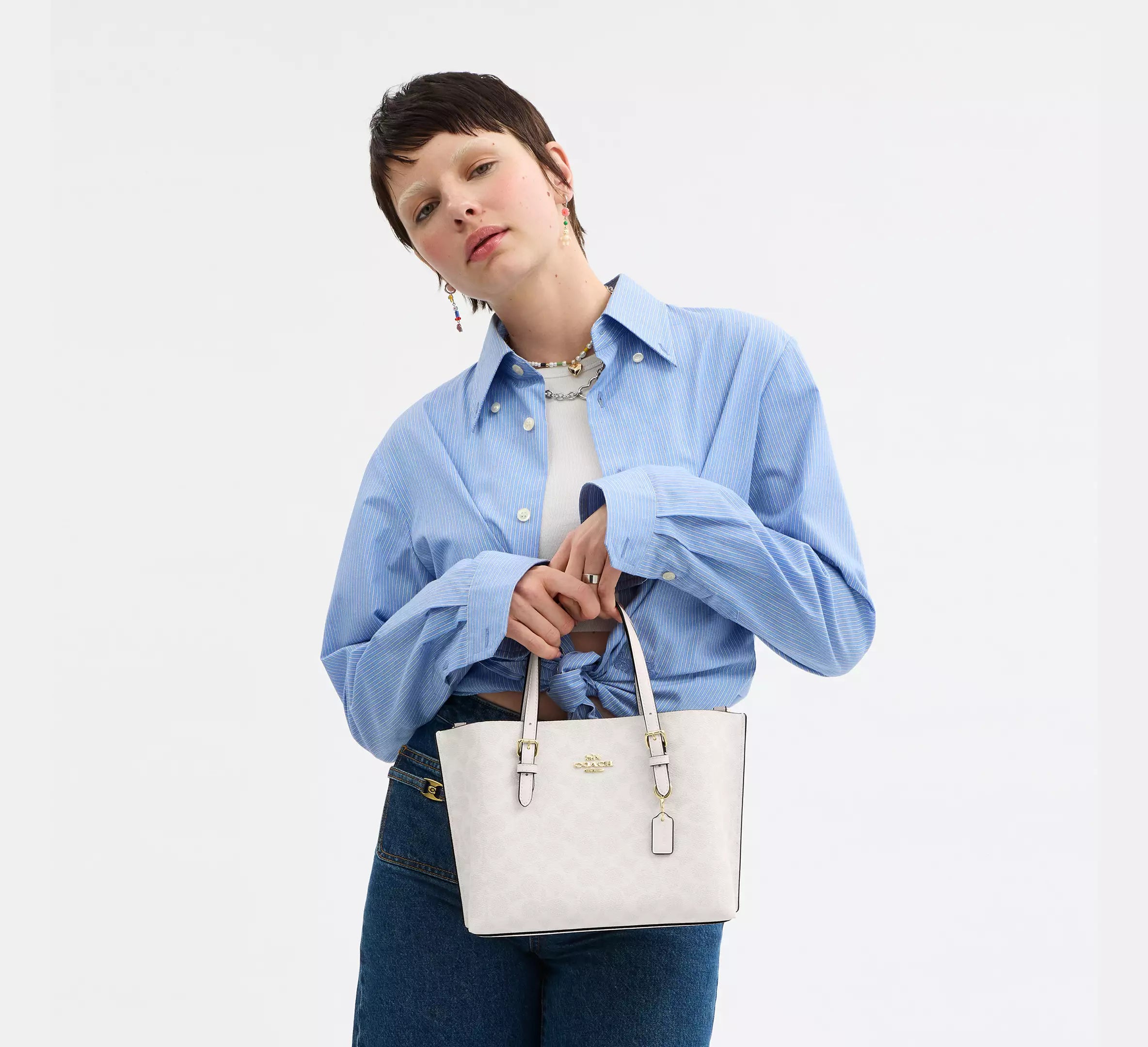 Coach Mollie Tote Bag 25 In Signature Canvas Blanca