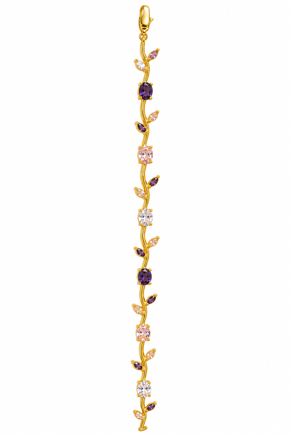 Pulsera Tulipan Dorada Morada, Rosada y Blanca