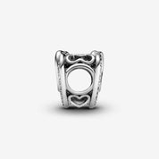Charm Separador en plata de ley Corazones Brillantes Entrelazados