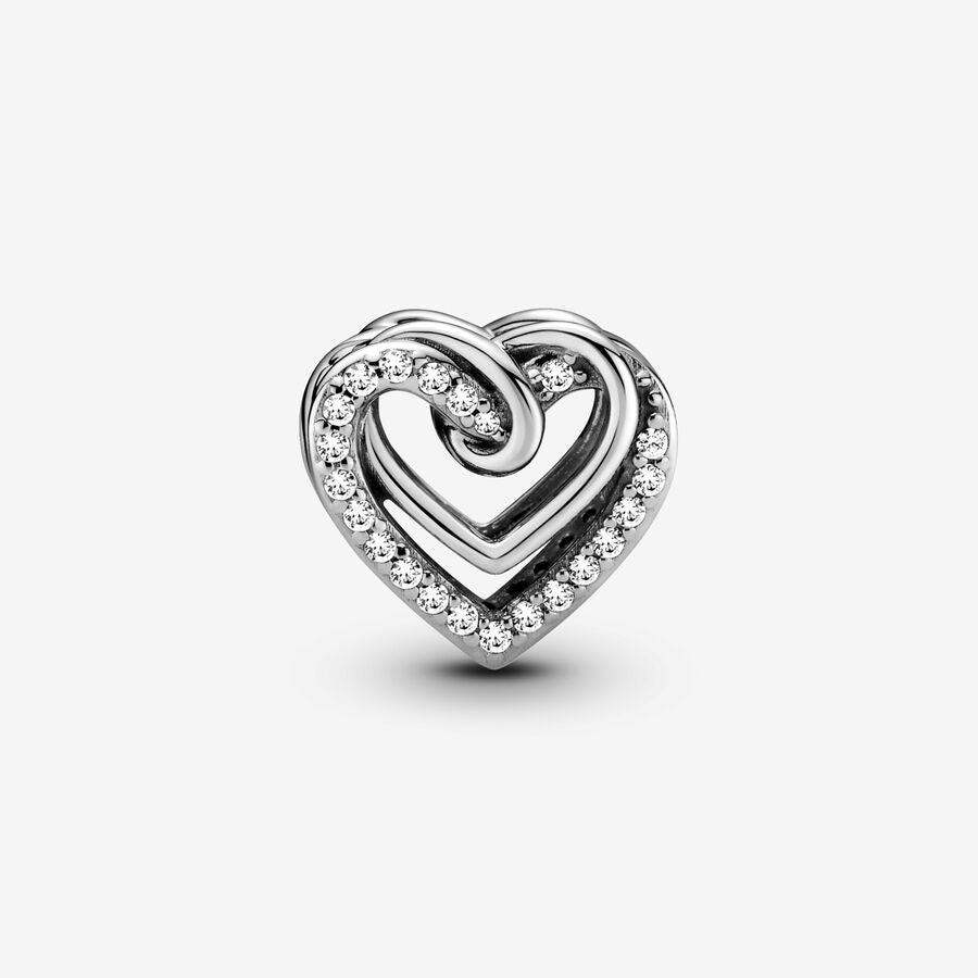 Charm Separador en plata de ley Corazones Brillantes Entrelazados