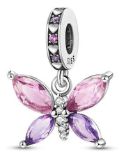 Charm Colgante Mariposa Rosa y Lila