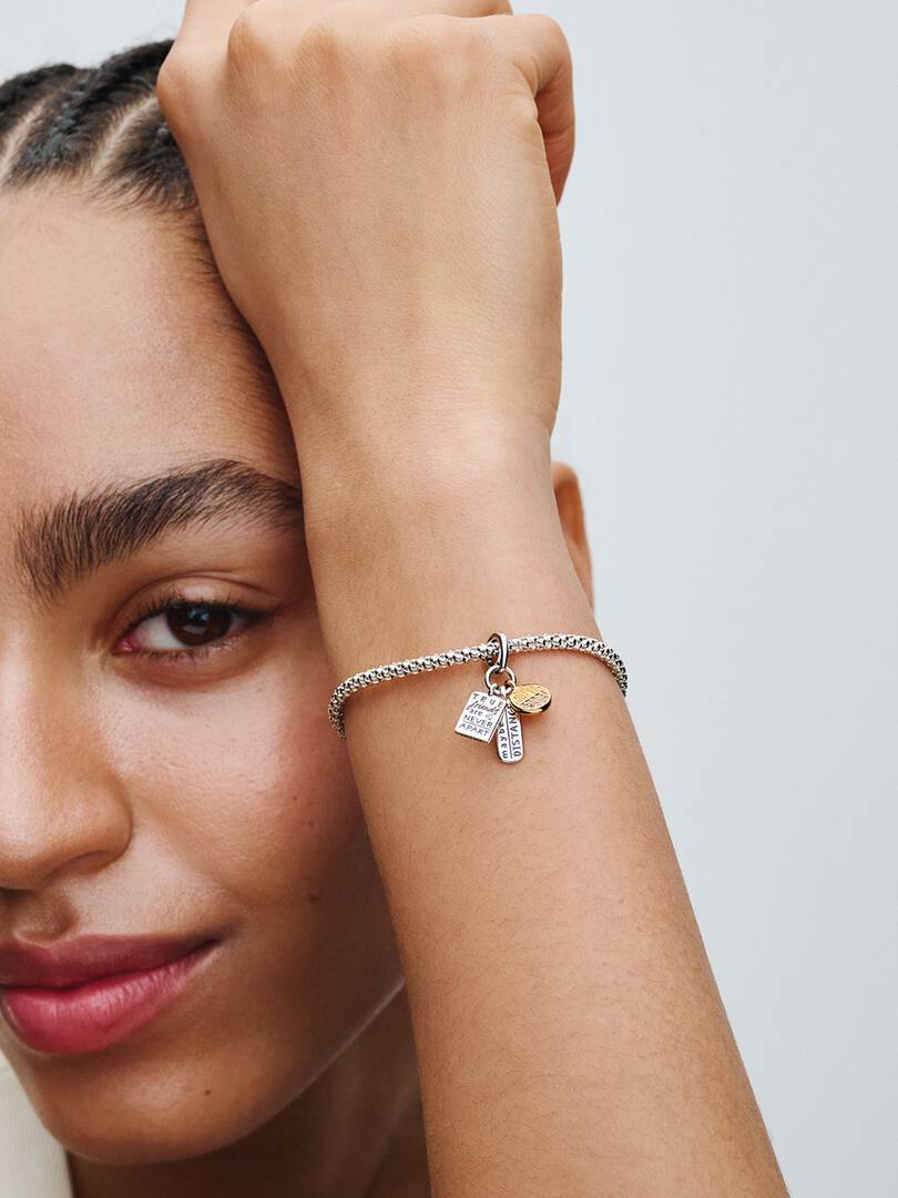 Charm Colgante Triple Amistad Dos Tonos