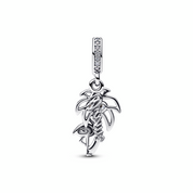 Charm Colgante de Palmera y Flamenco con ópalo rosado