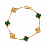 Pulsera Van Cleef Dorado y Verde Treboles Pequeños
