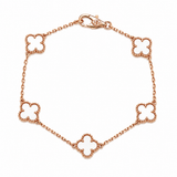 Pulsera Rose Gold Van Cleef Blanco Treboles Pequeños