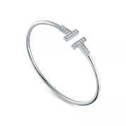 Pulsera Tiffany T Wire Plateada Con Zirconias