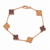 Pulsera Van Cleef Rose Gold y Morado Treboles Pequeños