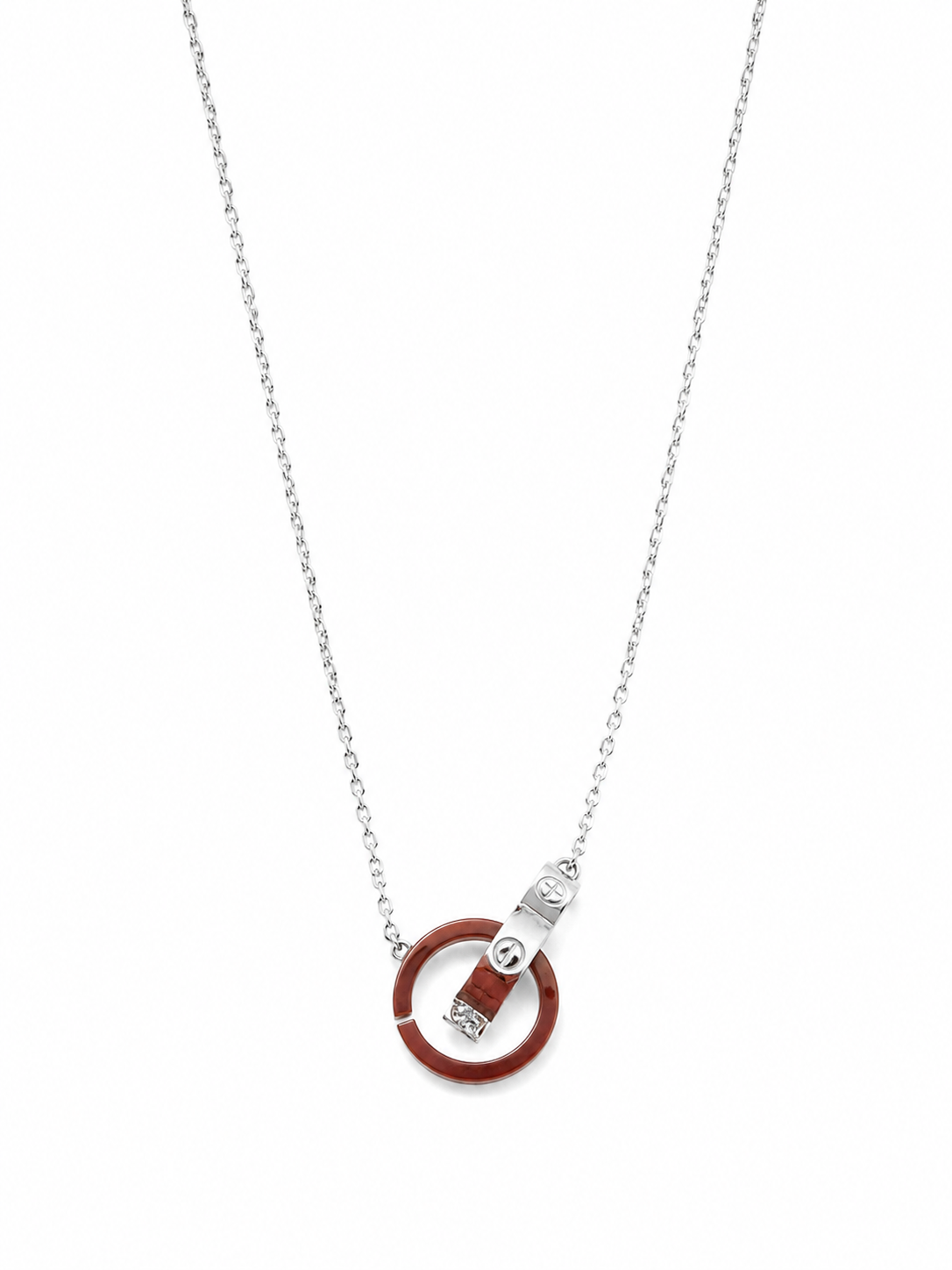 Collar Plateado Cartier Aros Entrelazados
