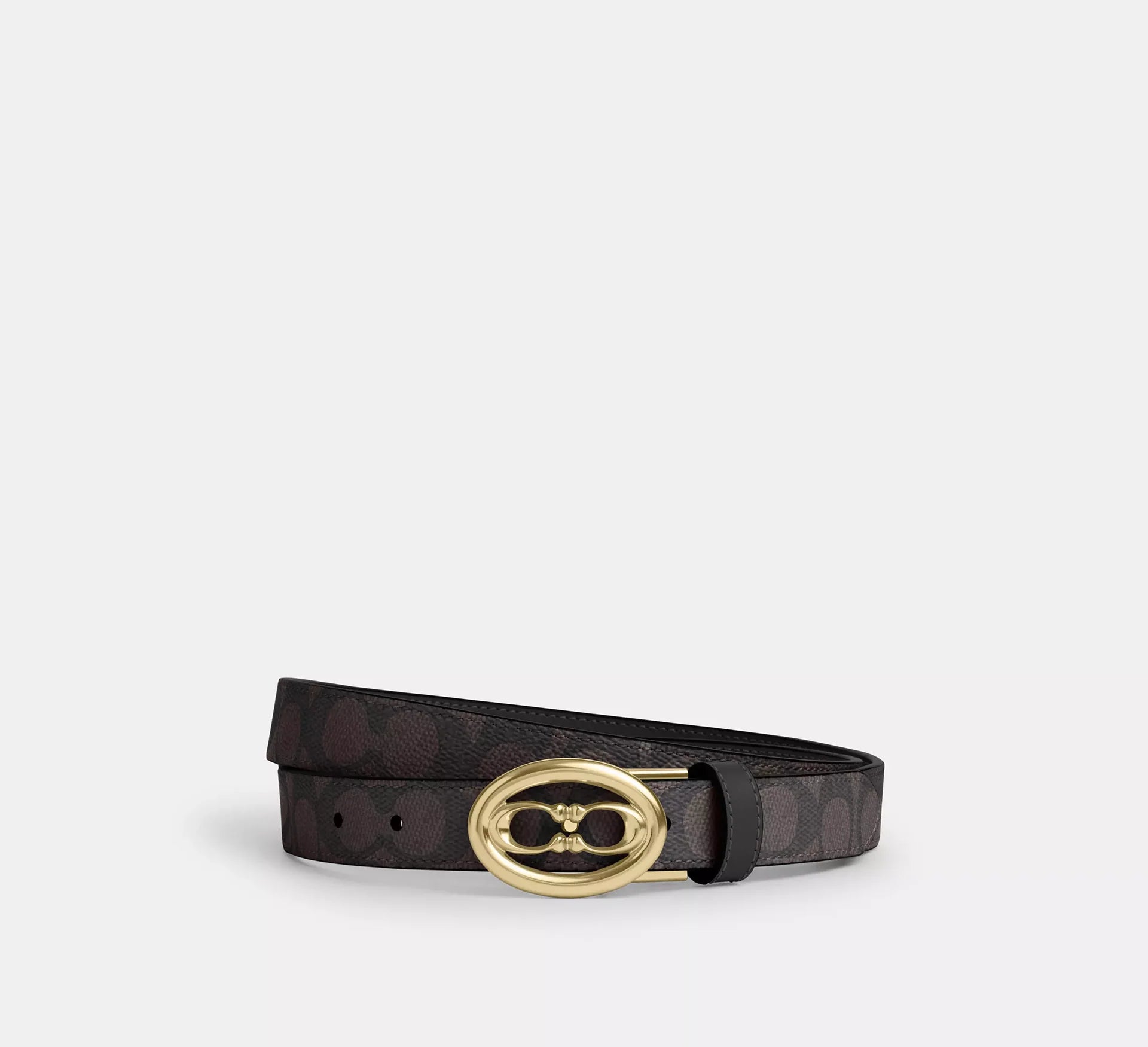 Cinturón Coach Signature Marrón con Hebilla Dorada