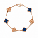Pulsera Van Cleef Rose Gold y Azul Oscuro Treboles Pequeños