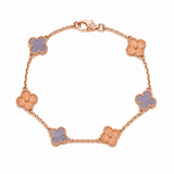 Pulsera Van Cleef Rose Gold y Morado Claro Treboles Pequeños
