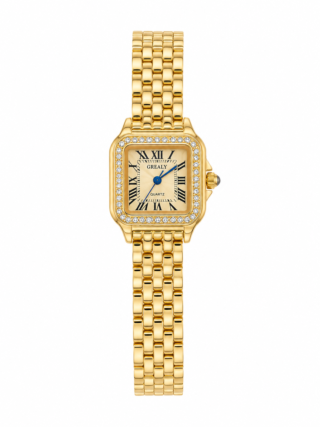Reloj GREALY Dorado con Piedras Tipo Cartier