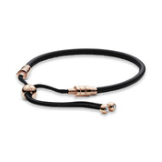 Pulsera en leather rose gold negra