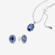 Set Halo Azul Brillante (Collar + Pendientes)